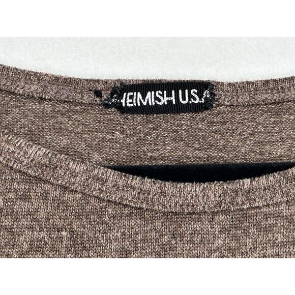 Heimish USA Striped Sleeve Henley Brown Lightweight Sweater Tunic Top M - Picture 8 of 9